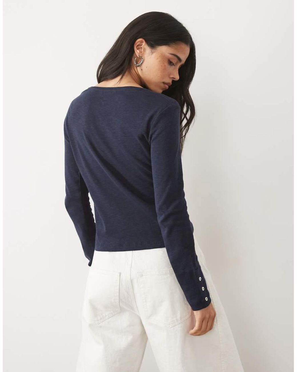 Mango Blue Teen Round Neck Long Sleeve T-shirt
