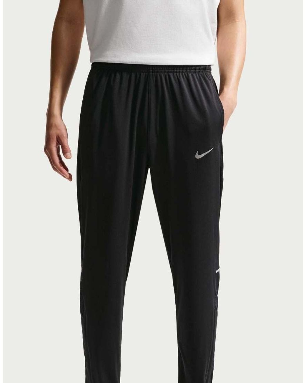Nike White Dri-fit Knit Running Trousers for men