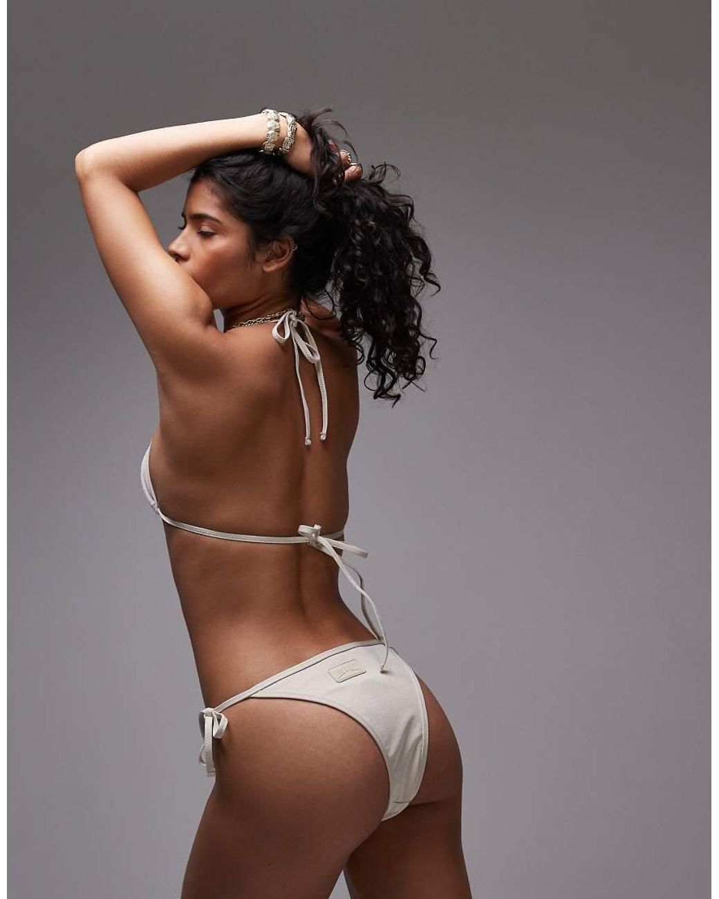 House Of Sunny Brown Shimmer High-Leg Bikini Set