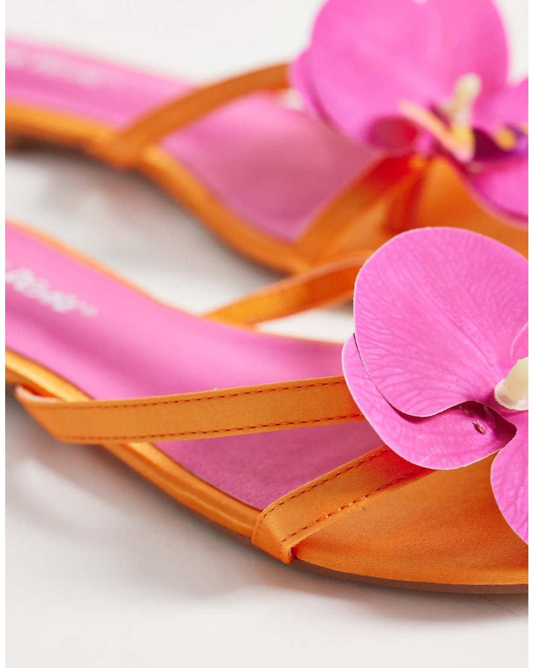Public Desire Multicolor Magnolia 3d Floral Flat Sandals