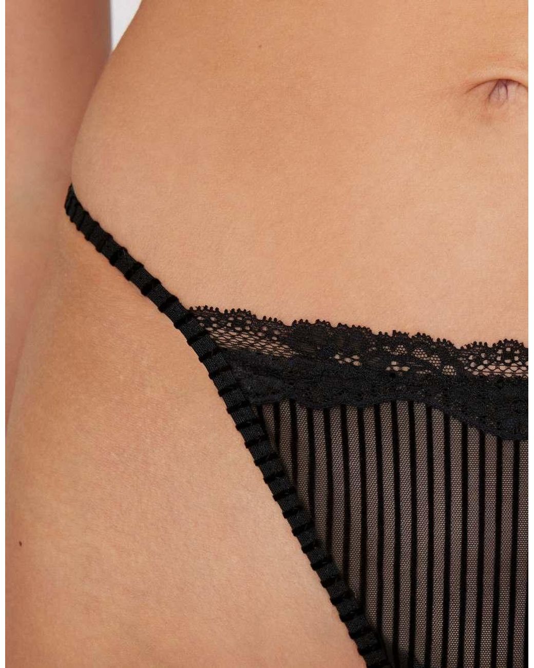 Tezenis Black Glam Rib Tanga Panel G-String