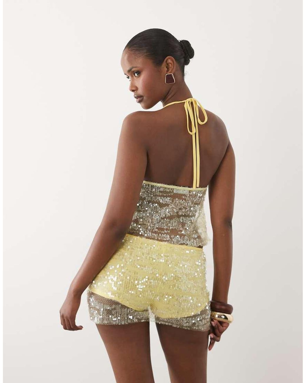 ASOS Natural Slinky Sequin Co-ord Shorts