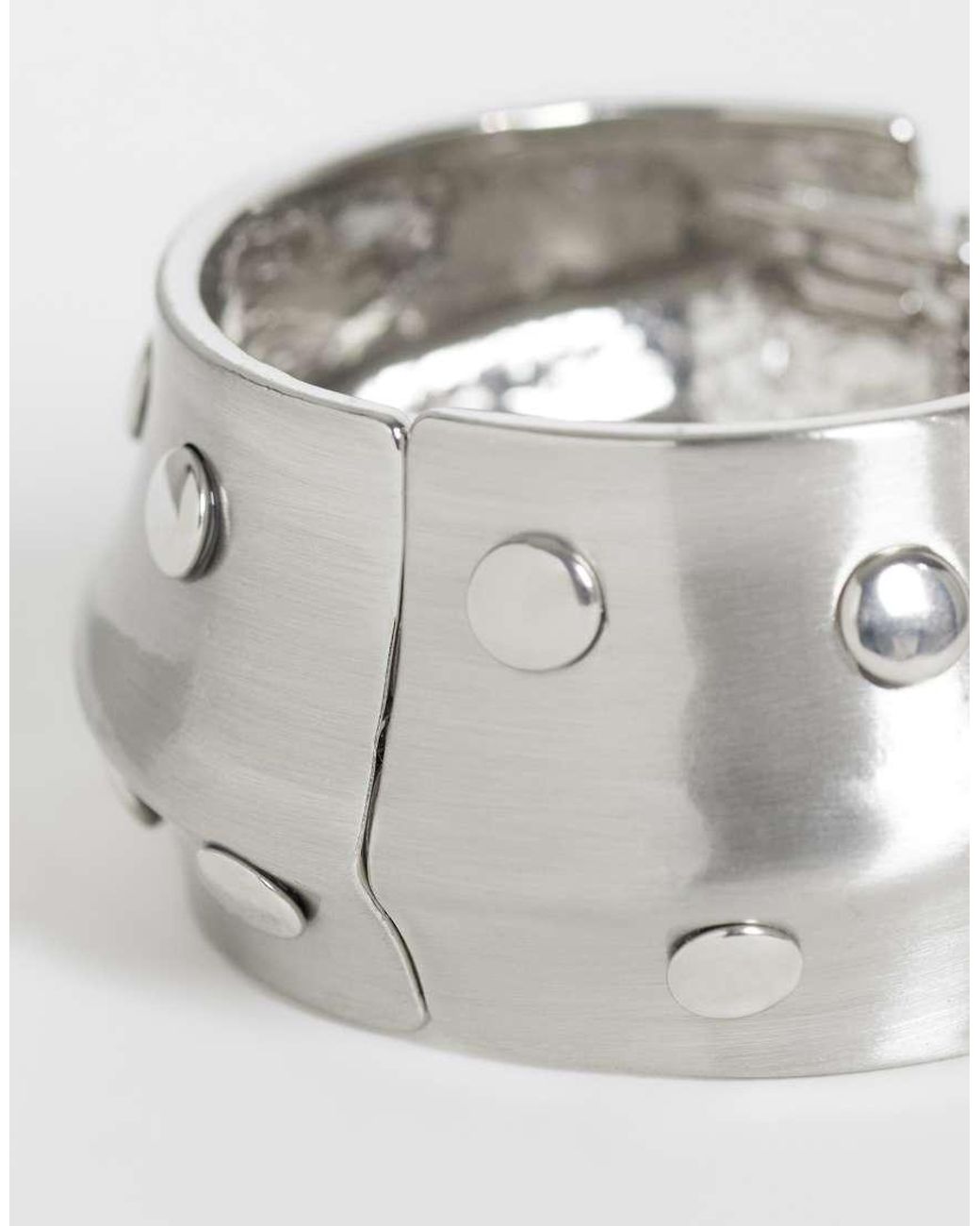 Reclaimed Vintage Gray Cuff Bangle With Stud Detail