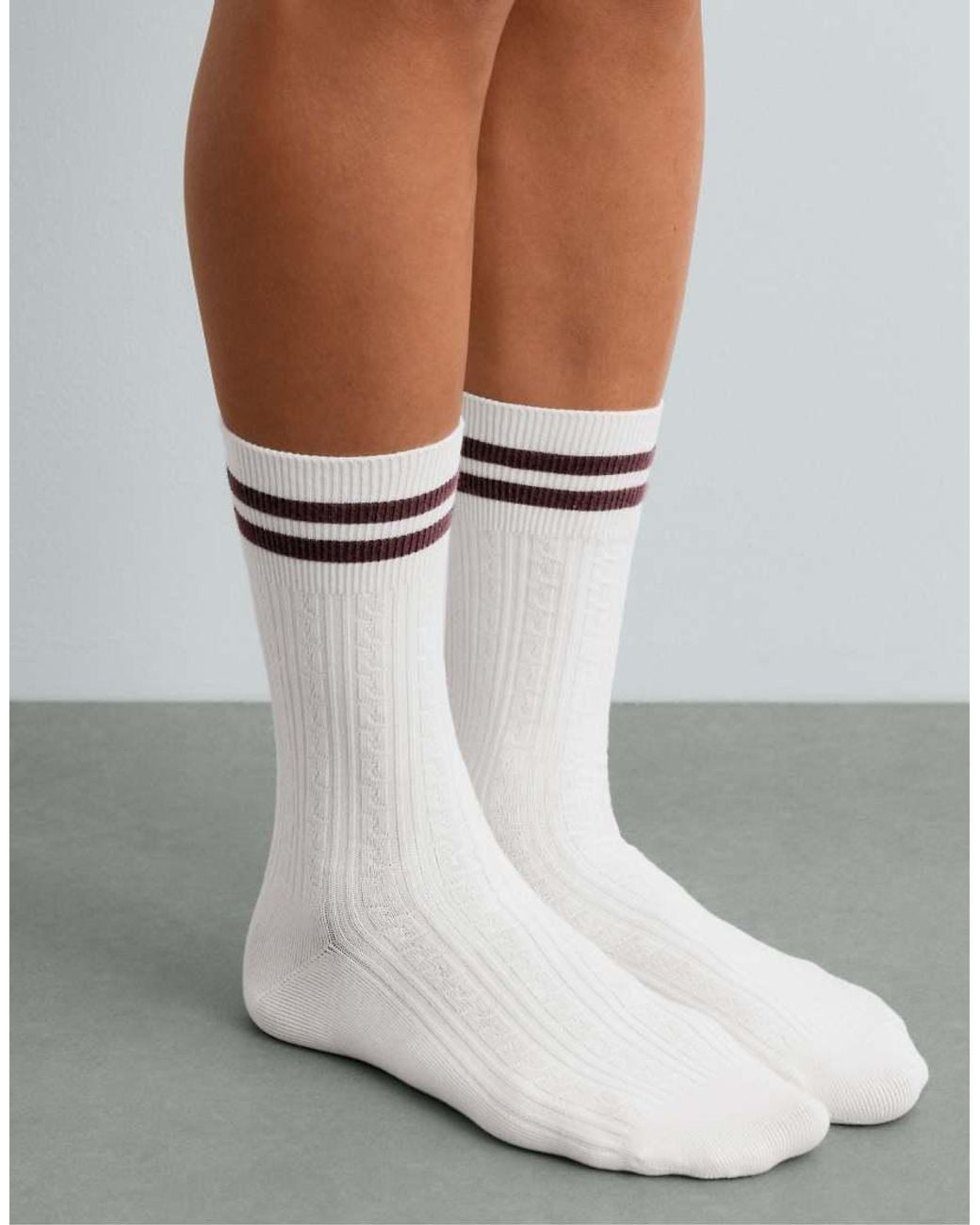 Oysho Metallic 3 Pairs Of Braided Cotton Blend Classic Socks