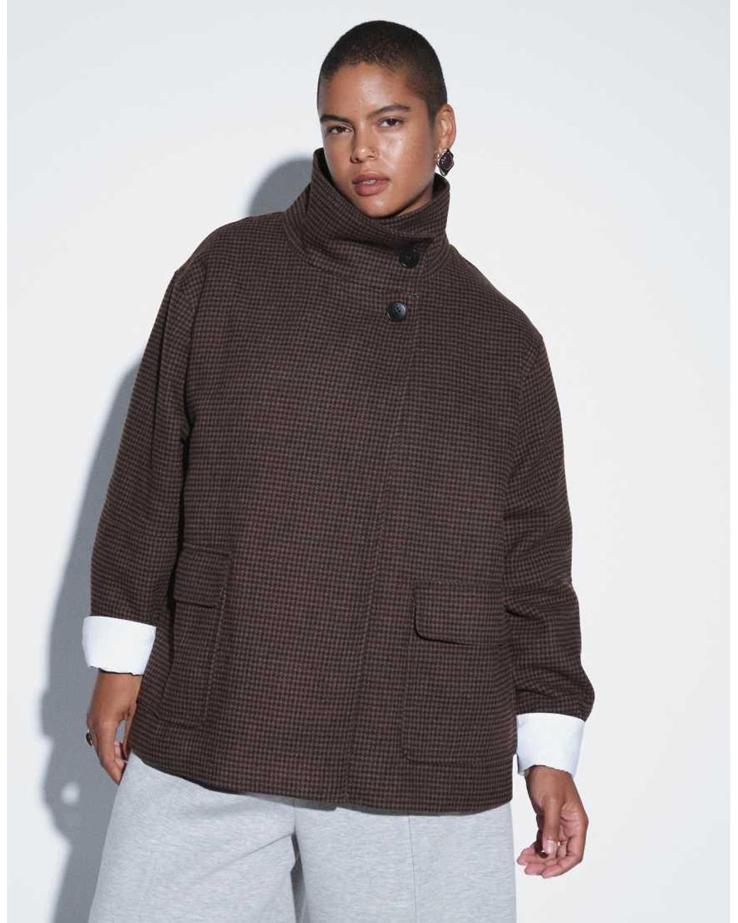 ASOS Blue Asos Design Curve Funnel Harrington Formal Jacket
