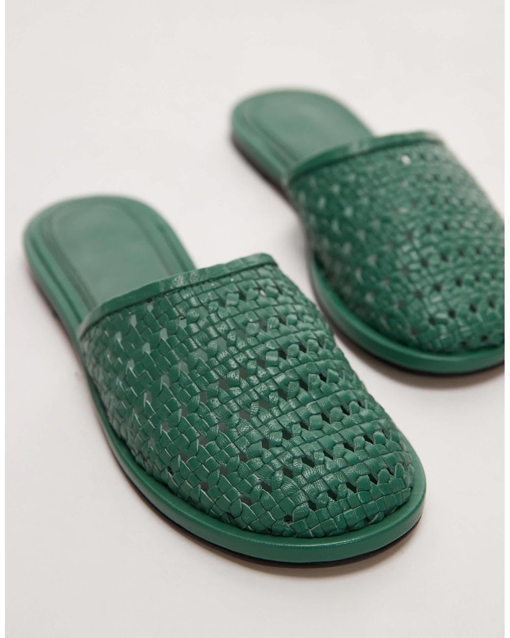 TOPSHOP Blue – bobby – gewebte leder-clogs