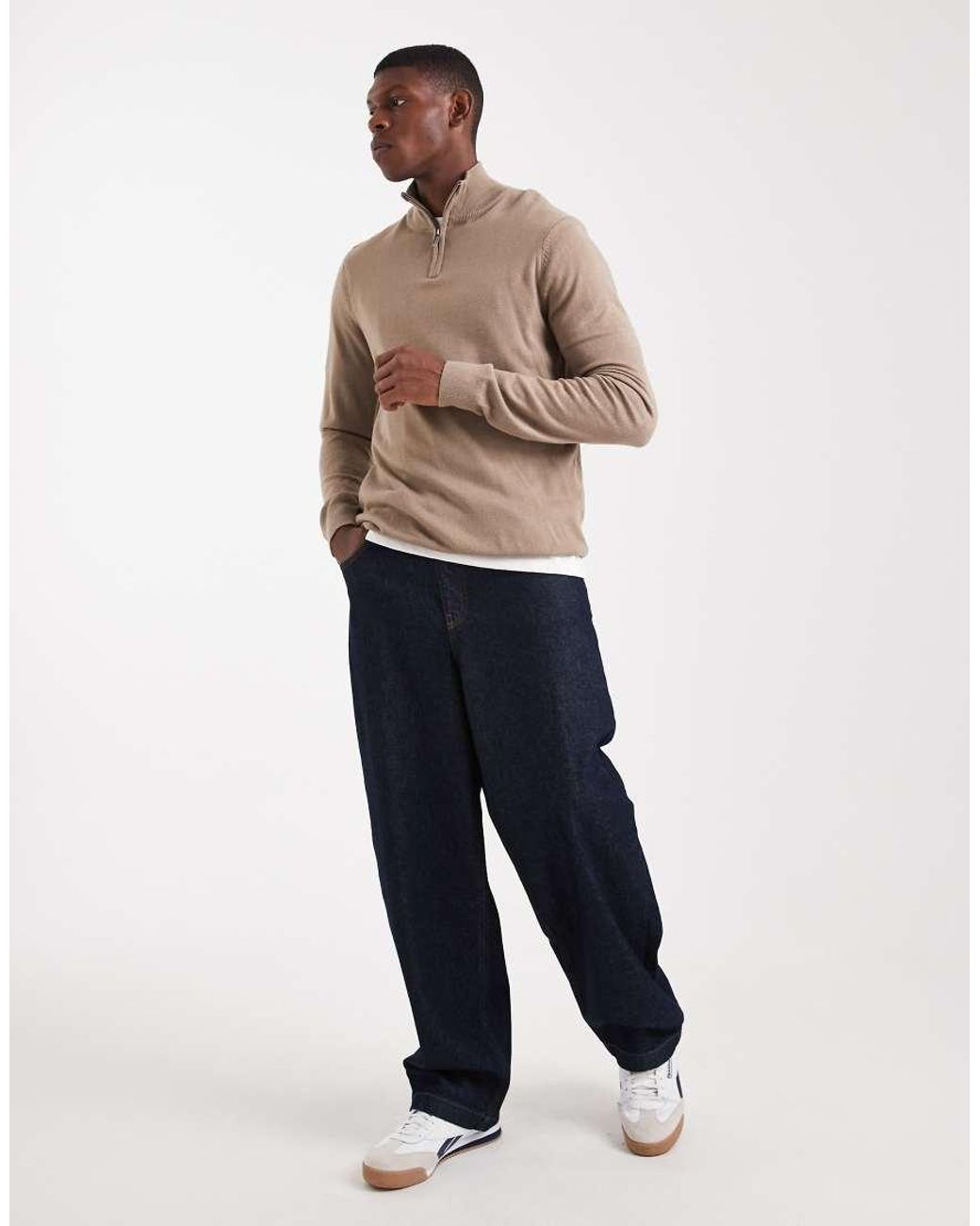 Jersey Con Cremallera Corta De -Neutro Threadbare de hombre de color Natural