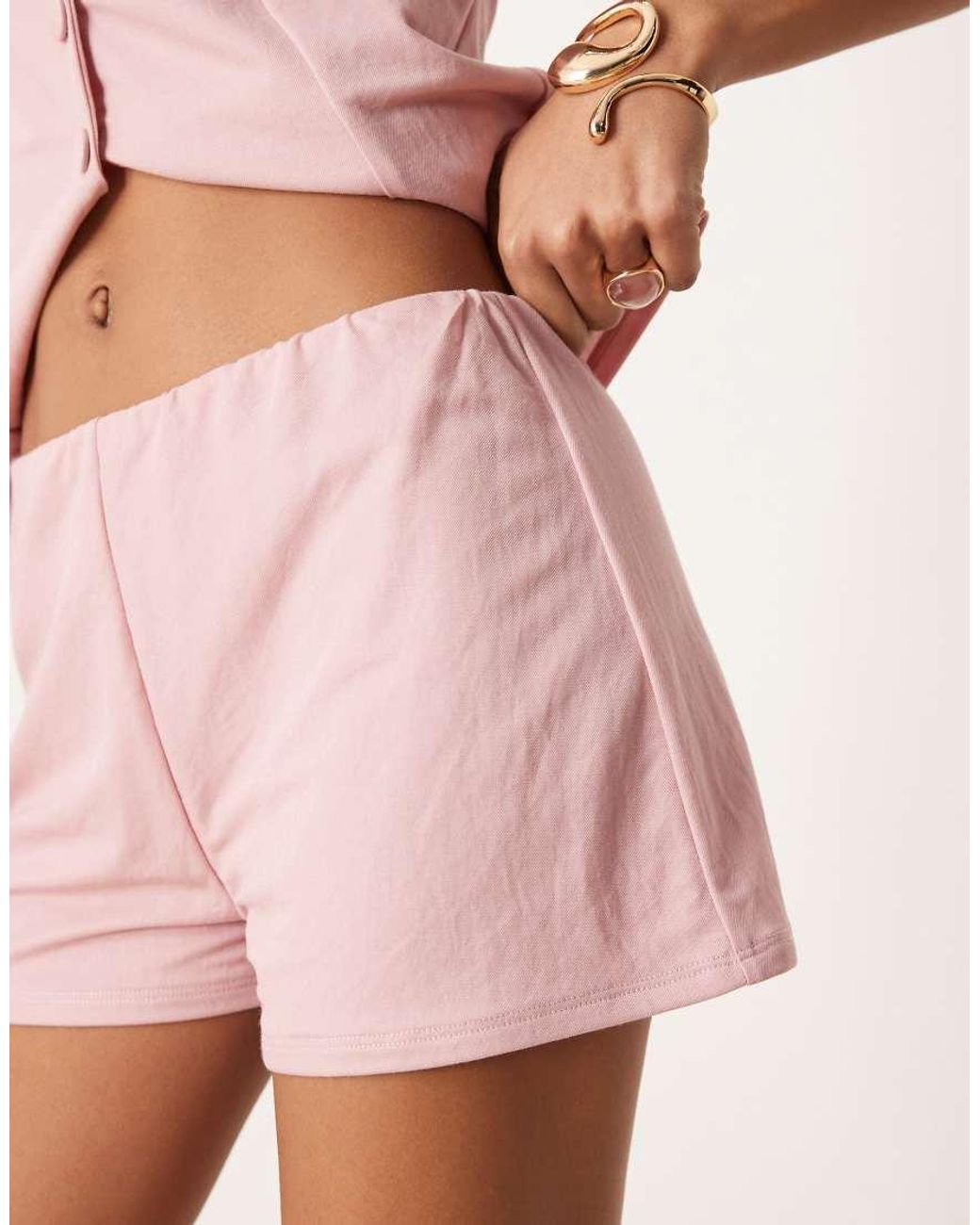 ASOS Pink Co-ord Linen Look Hot Pant Tailored Micro Shorts