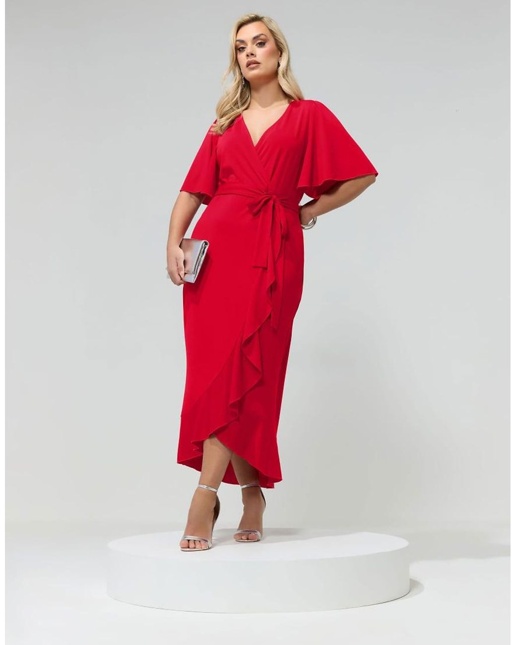 Yours Clothing Red Ruffle Hem Wrap Dress