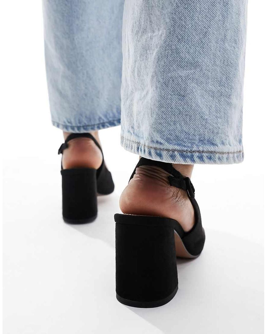 ASOS Blue Sutton Slingback Mid Block Heels