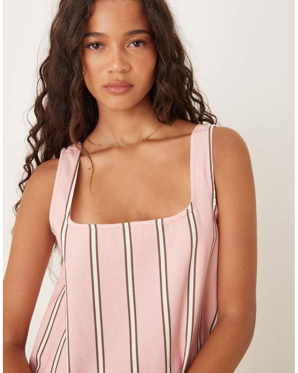 ASOS Pink Square Neck Denim Mini Dress