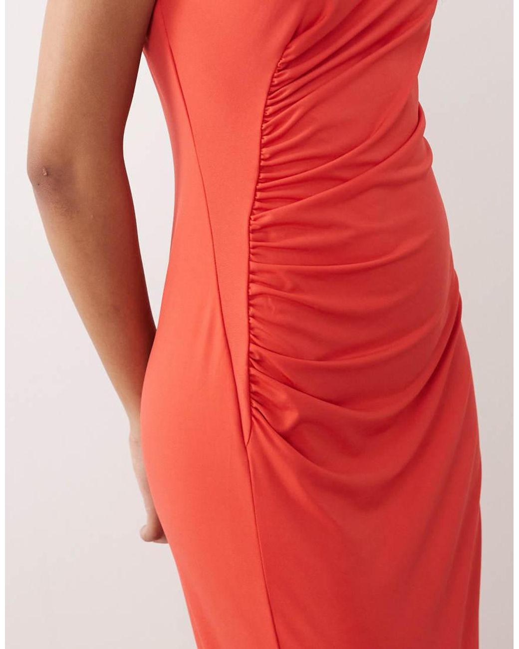 Vila Red High Neck Ruched Maxi Dress