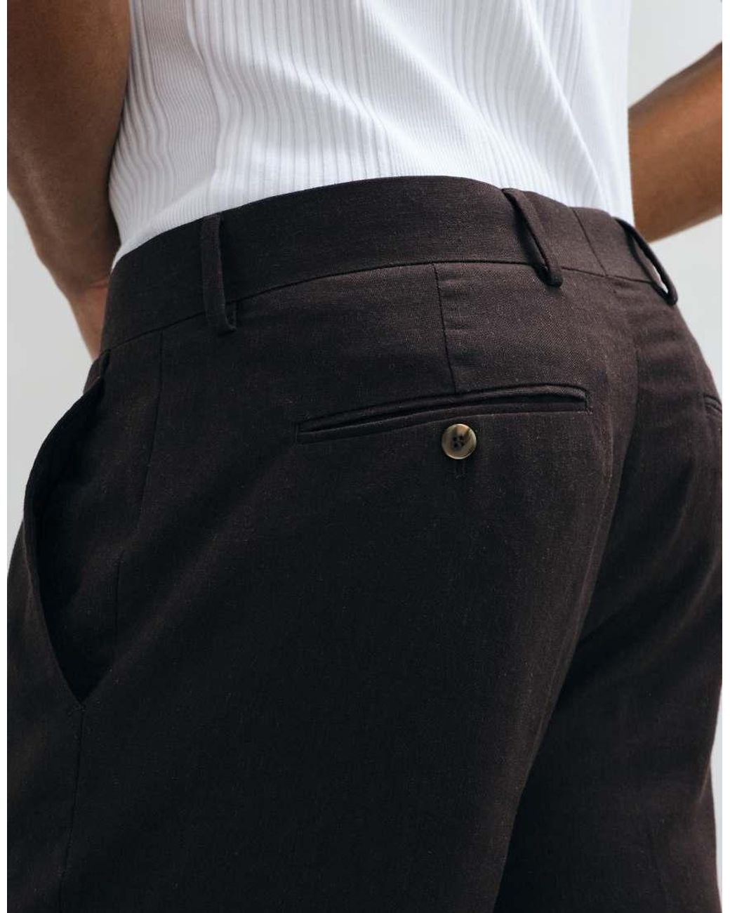 River Island Gray Linen Blend Suit Trousers for men