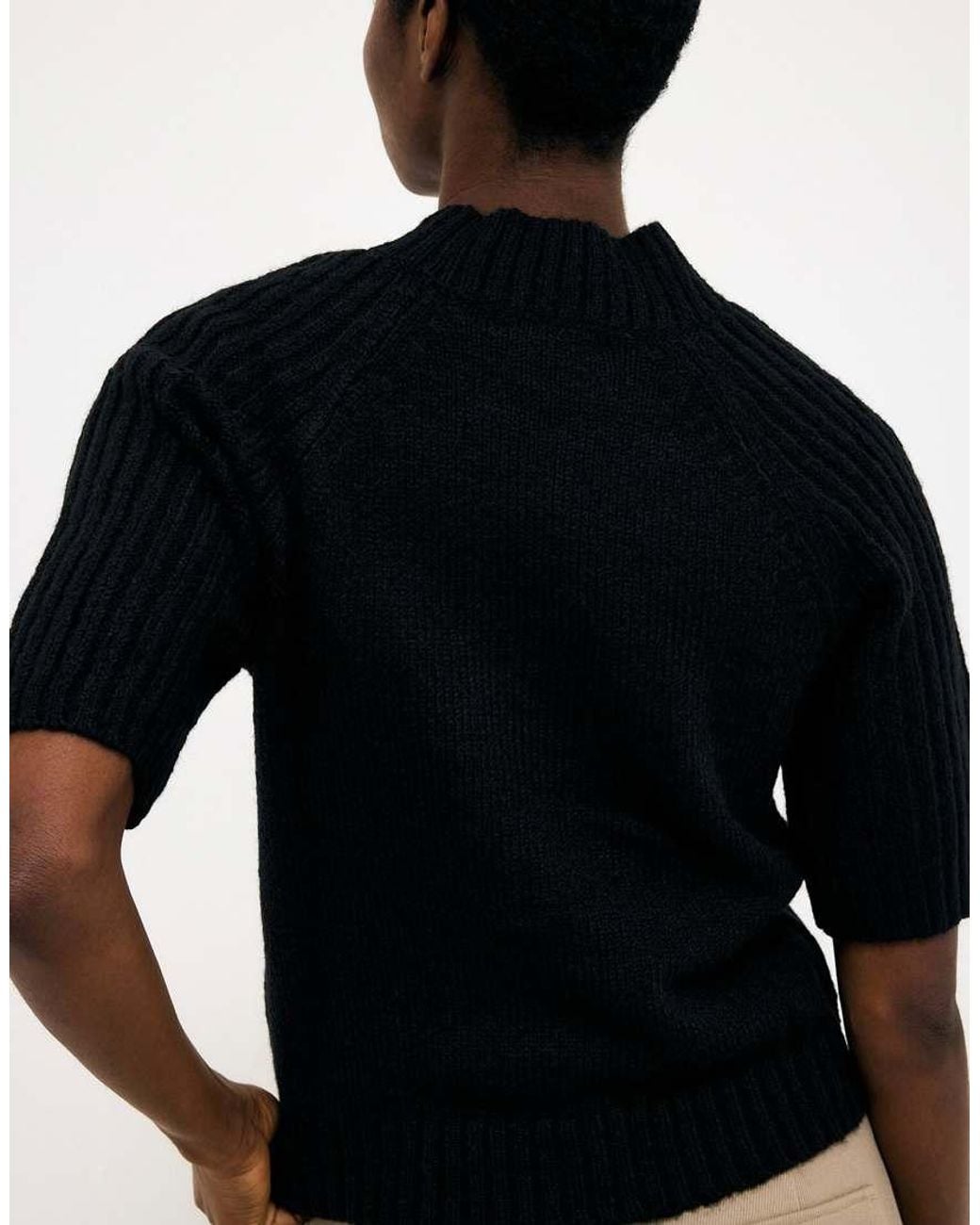 NA-KD Blue Wool Blend Short Sleeve Knitted Sweater