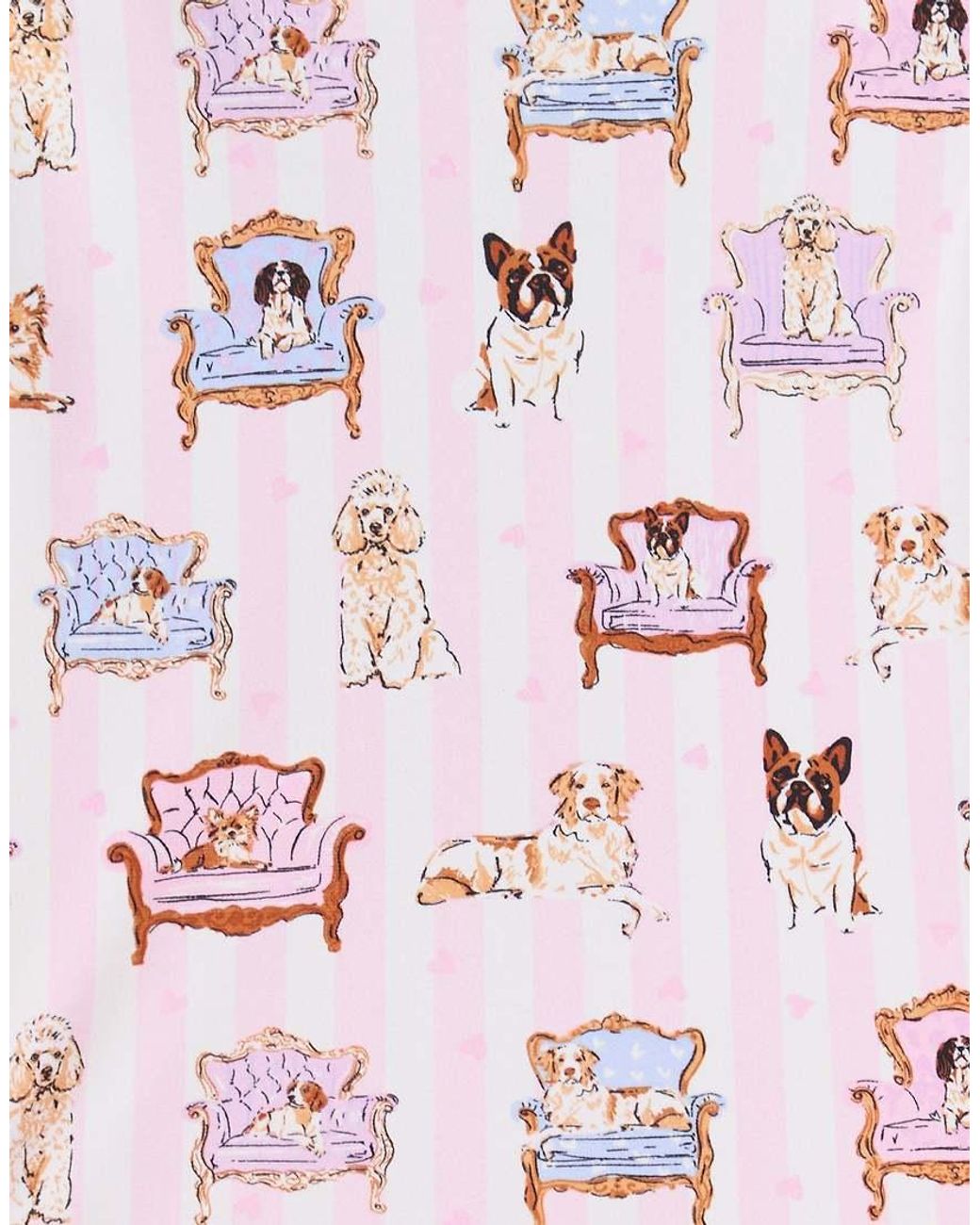 Boux Avenue Pink Dogs On Chairs Pyjama Set With Bag Fleece Top And Bottoms Pj