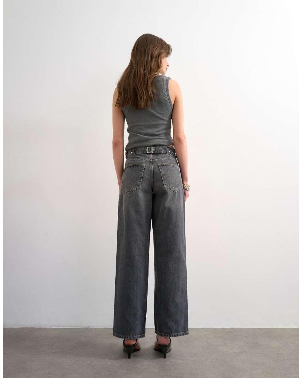 TOPSHOP Gray Tosphop Cinch Low Rise Relaxed Jean