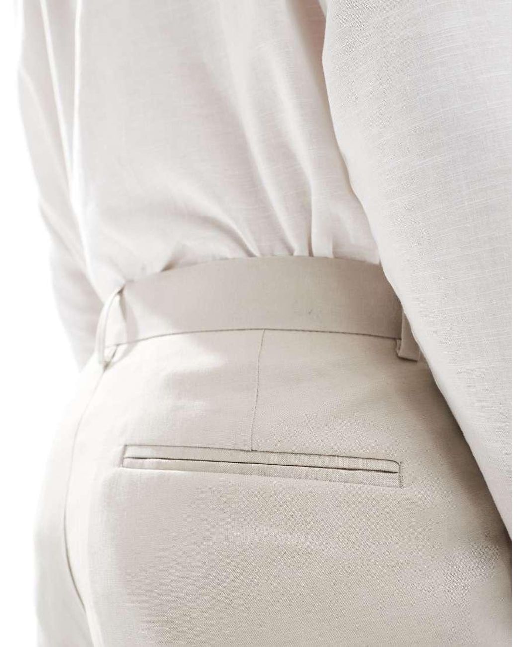 ASOS White Straight Suit Pants With Linen for men