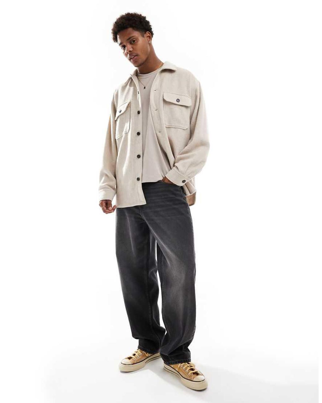 Jack & Jones Natural Heavy Brushed Twill Overshirt for men