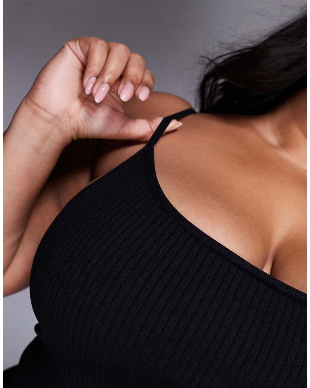 4505 Black Curve Icon Seamless Rib Yoga Vest With Inner Bra