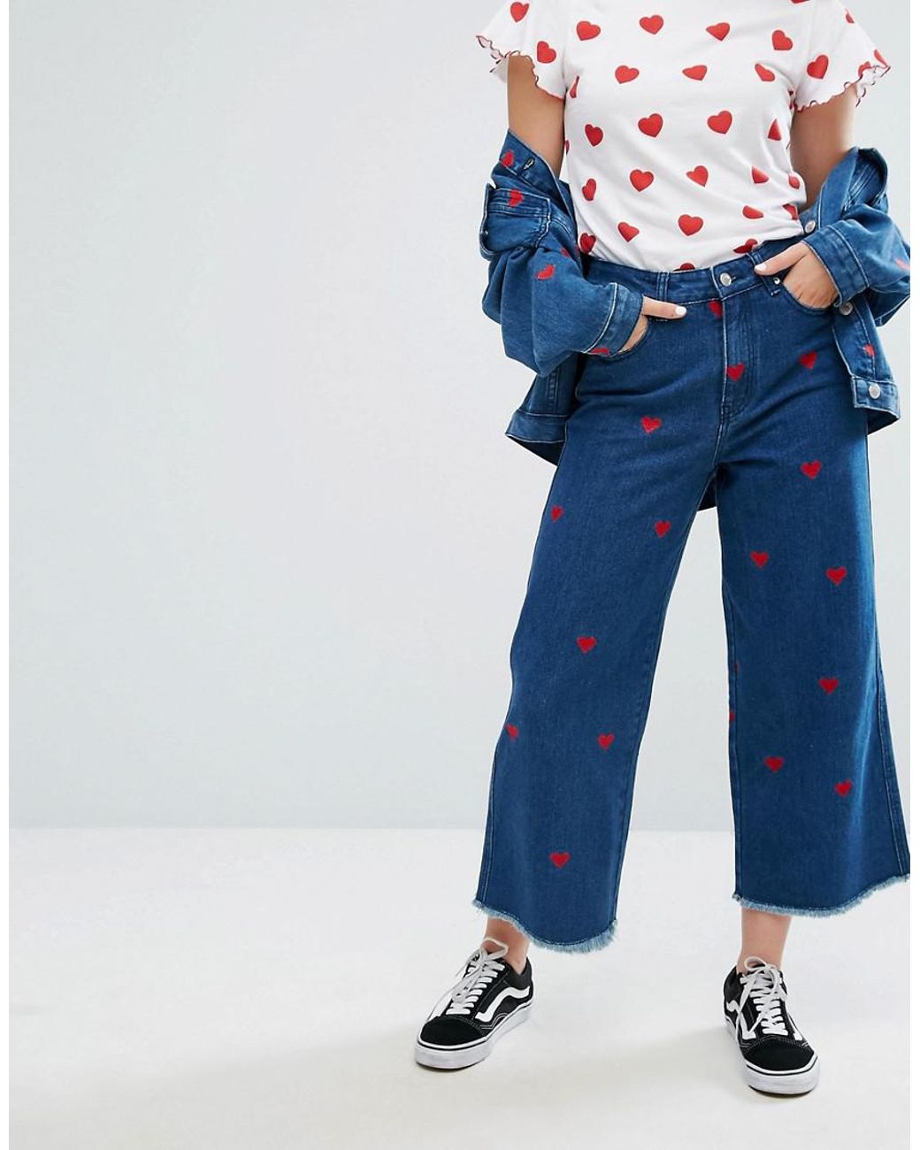 Lazy Oaf Wide Leg Denim Love Jeans With 