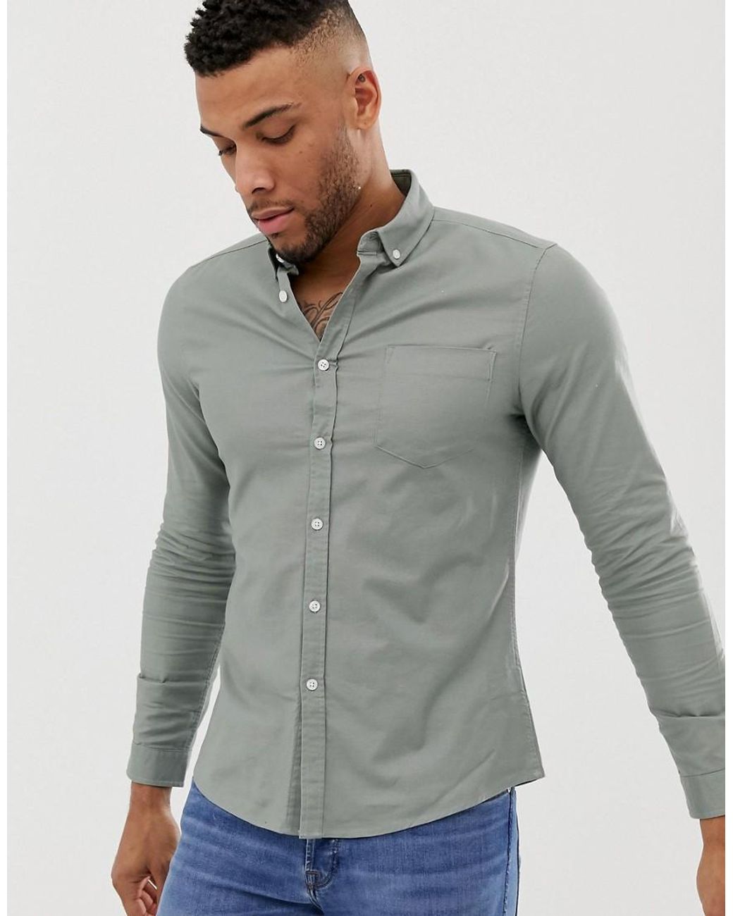 light green oxford shirt