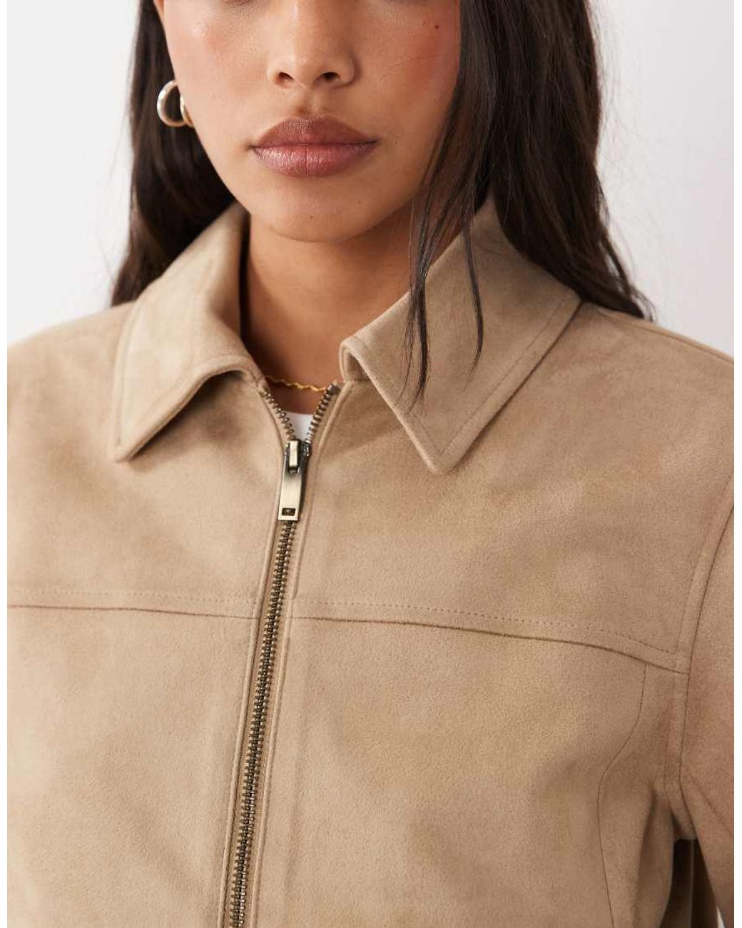 Abercrombie & Fitch Blue Fitted 90s Faux Suede Jacket