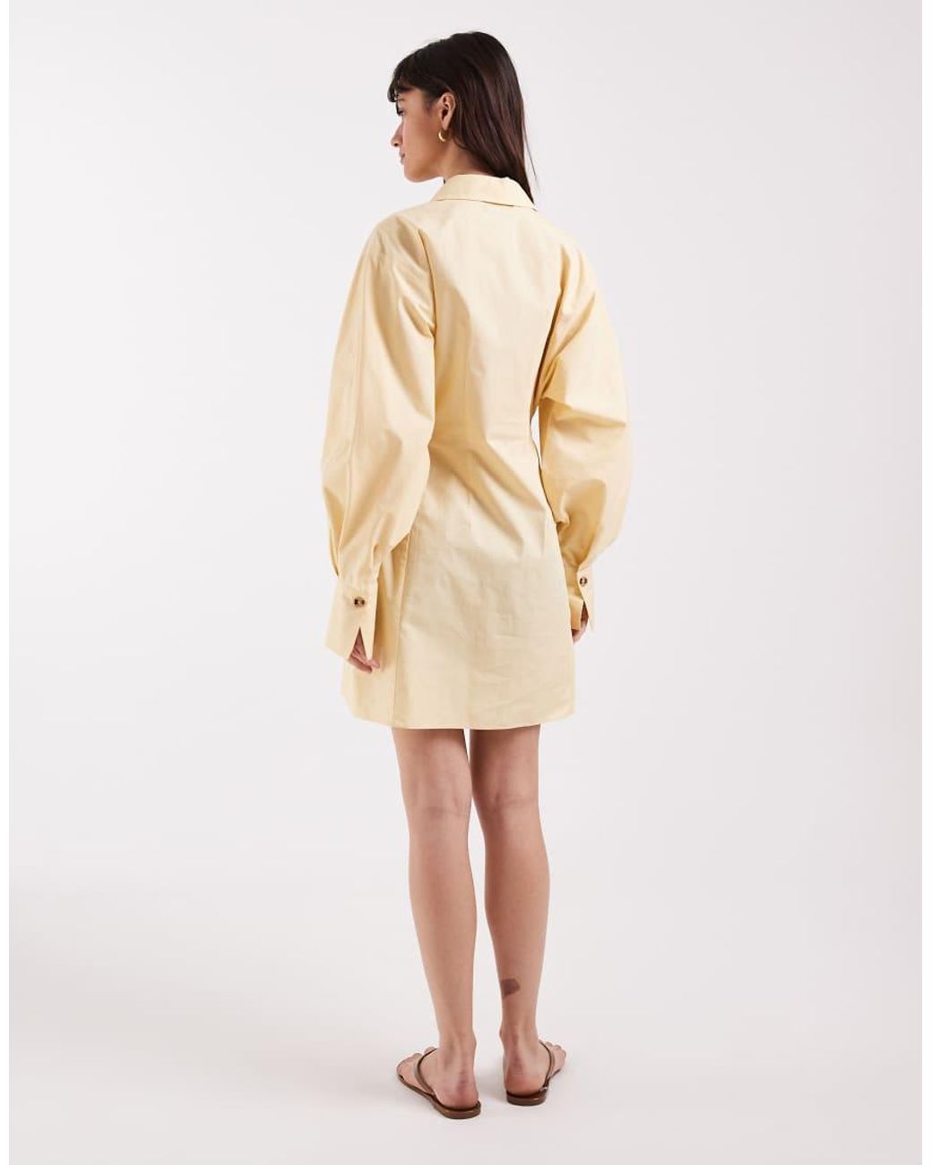 ASOS Natural Mini Shirt Dress With Cinched Waist