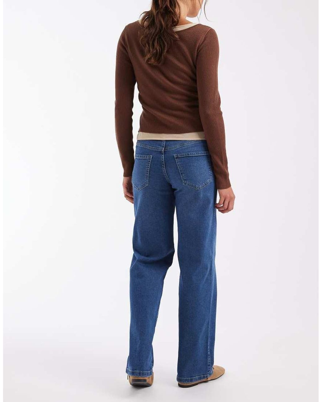 Vero Moda Blue Flora High Rise Straight Leg Jeans With Belt