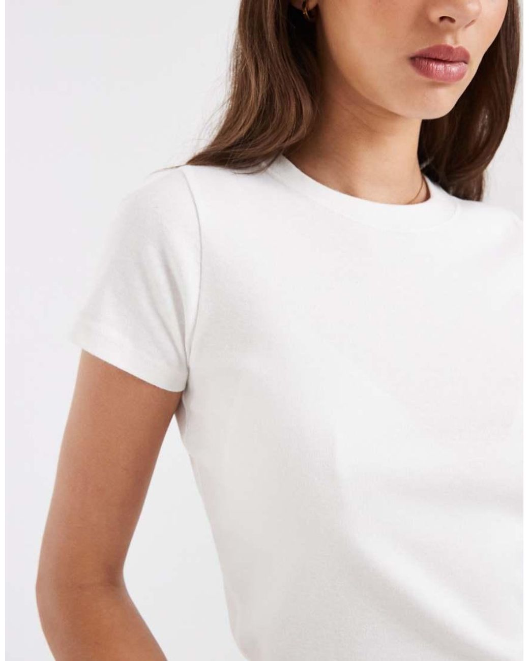 Hollister White Ribbed Baby Tee