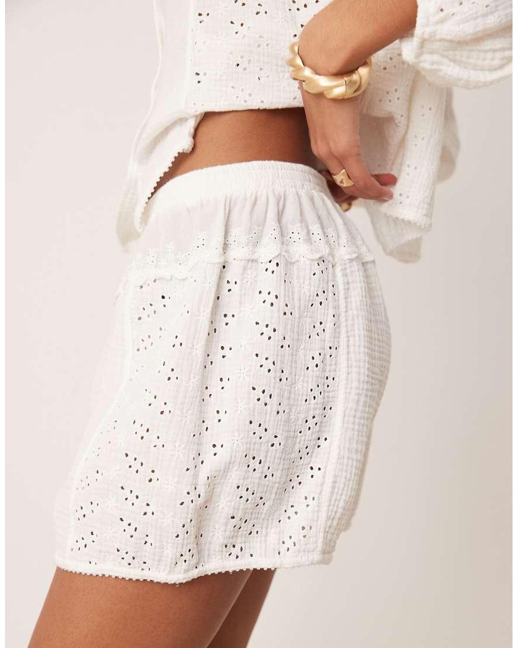Free People Natural Full Bloom Pointelle Shorts