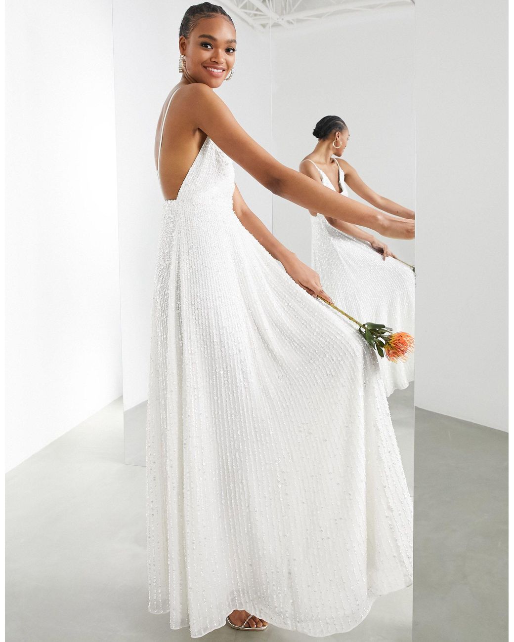 Asos sequin cami wedding dress online