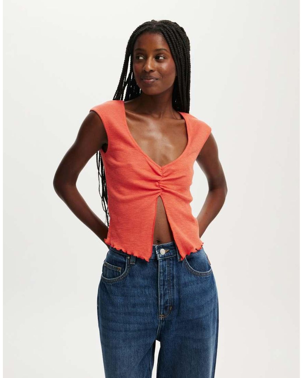 Cotton On Red Chelsea Open Front Top