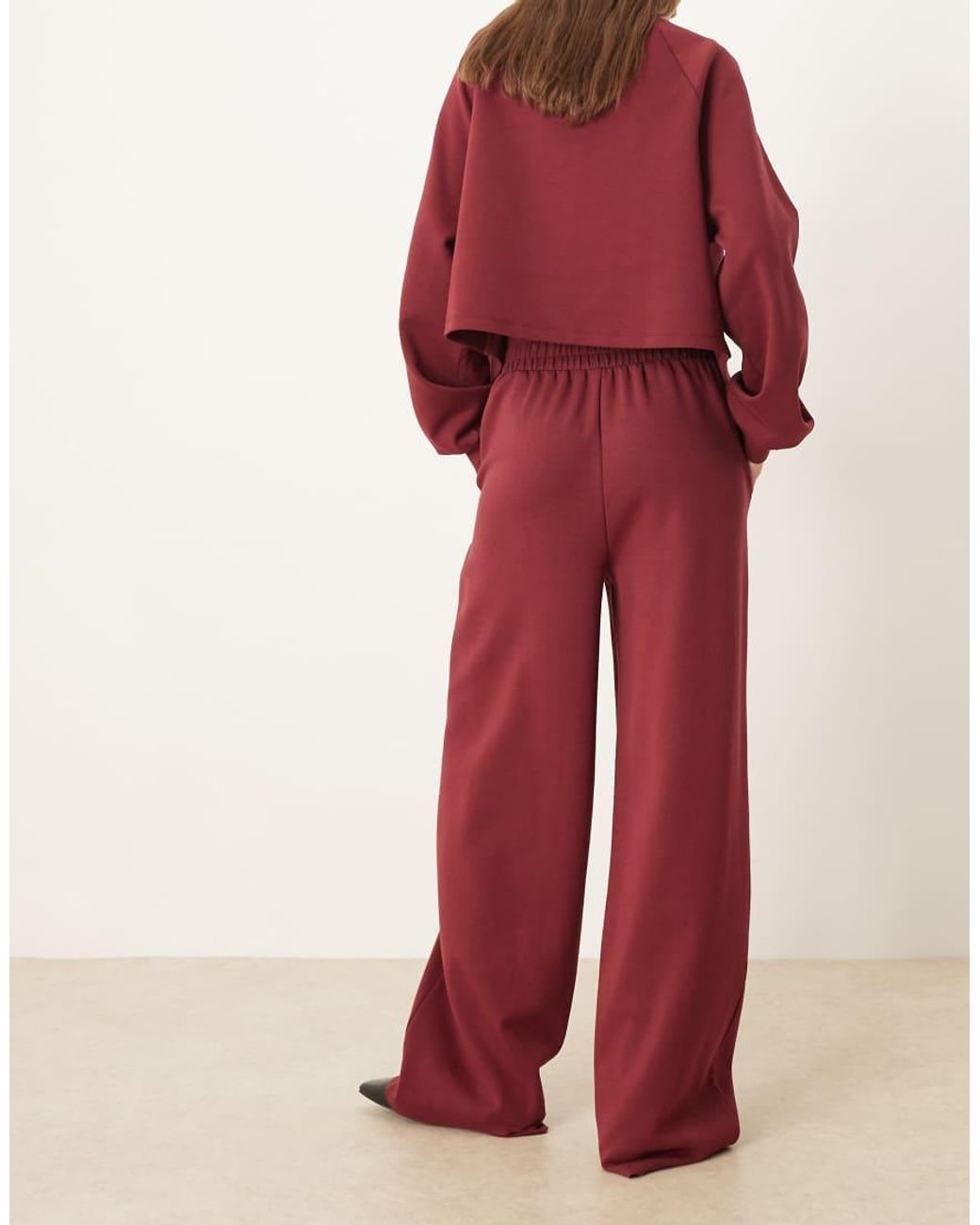 ASOS Red Interlock Wide Leg Trouser