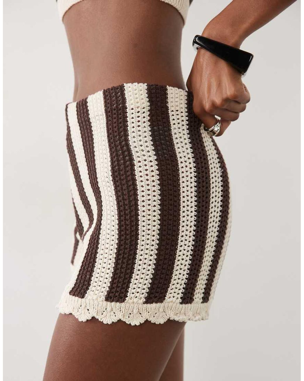 ASOS Multicolor Stripe Crochet Short Co Ord