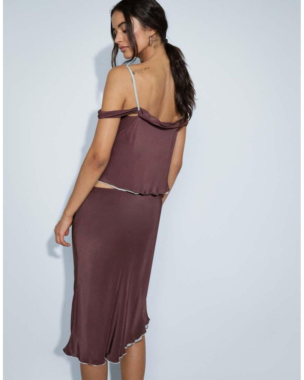 Mango Brown Two Layer Midi Skirt Co-ord