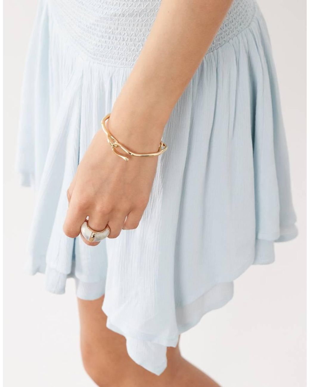 Miss Selfridge White Shirred Waist Hanky Hem Mini Skirt