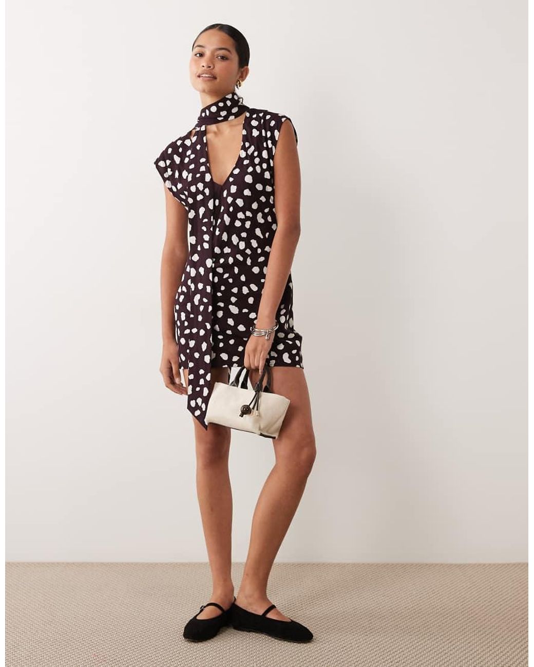 ASOS Natural Scarf Detail Mini Dress