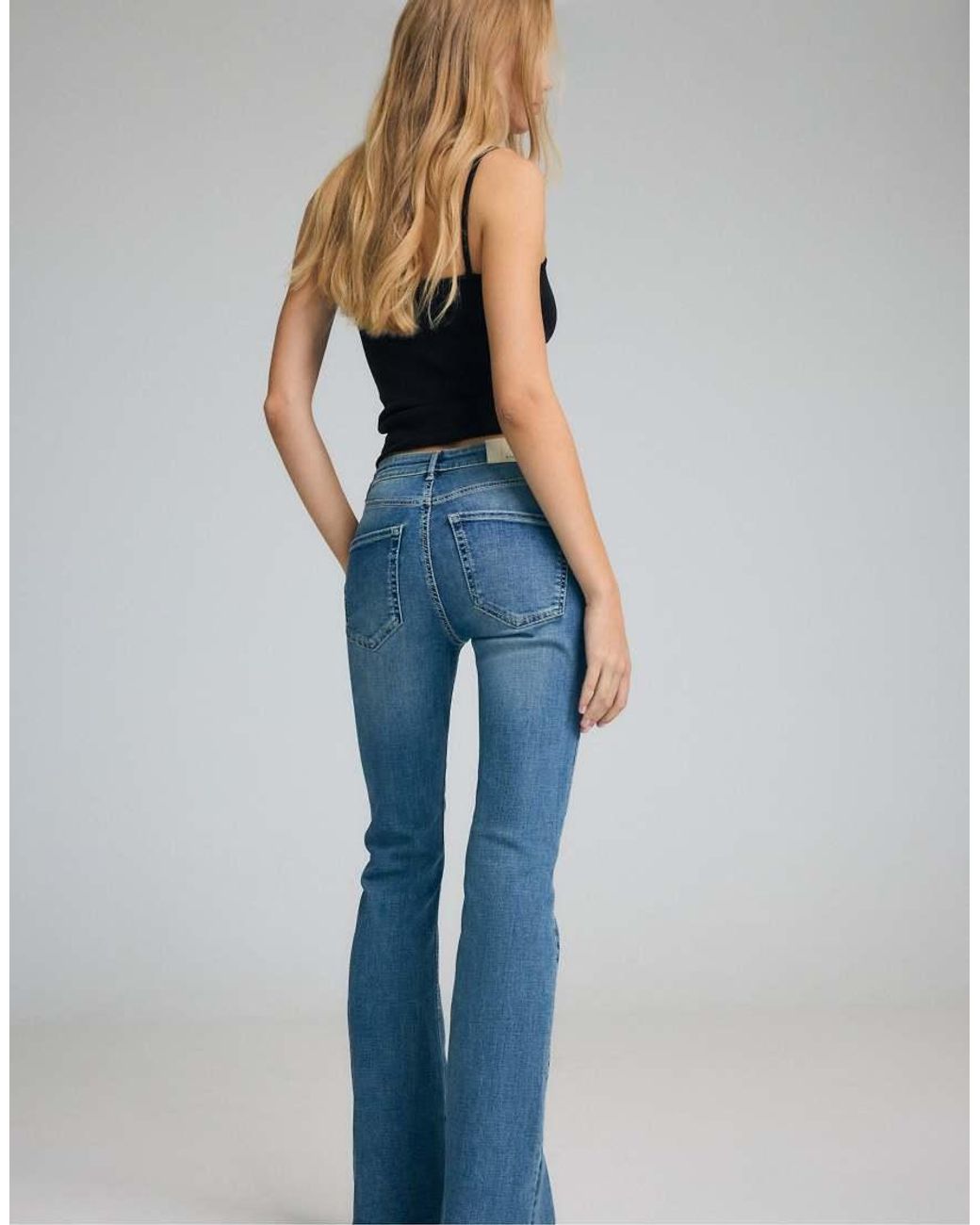 Stradivarius Blue Petite D74 Flared Jeans With Slit