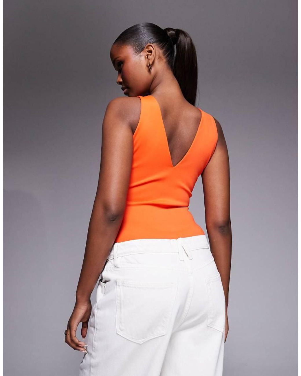 GOOD AMERICAN Body Met Diepe V-Hals in het Orange