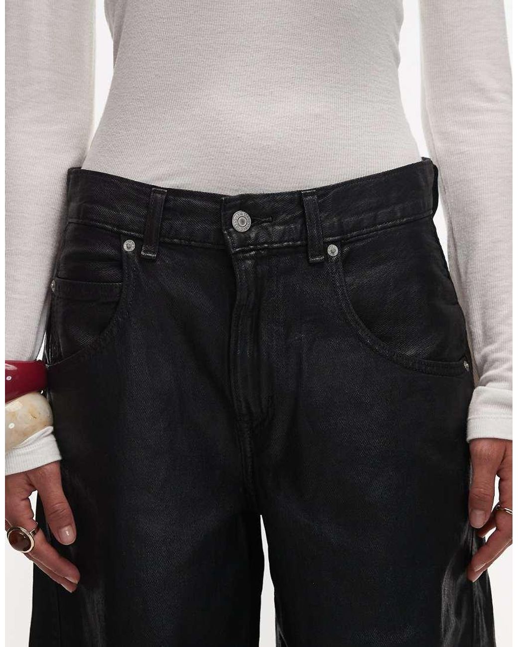 Levi's White Super baggy Barrel Coated Jeans