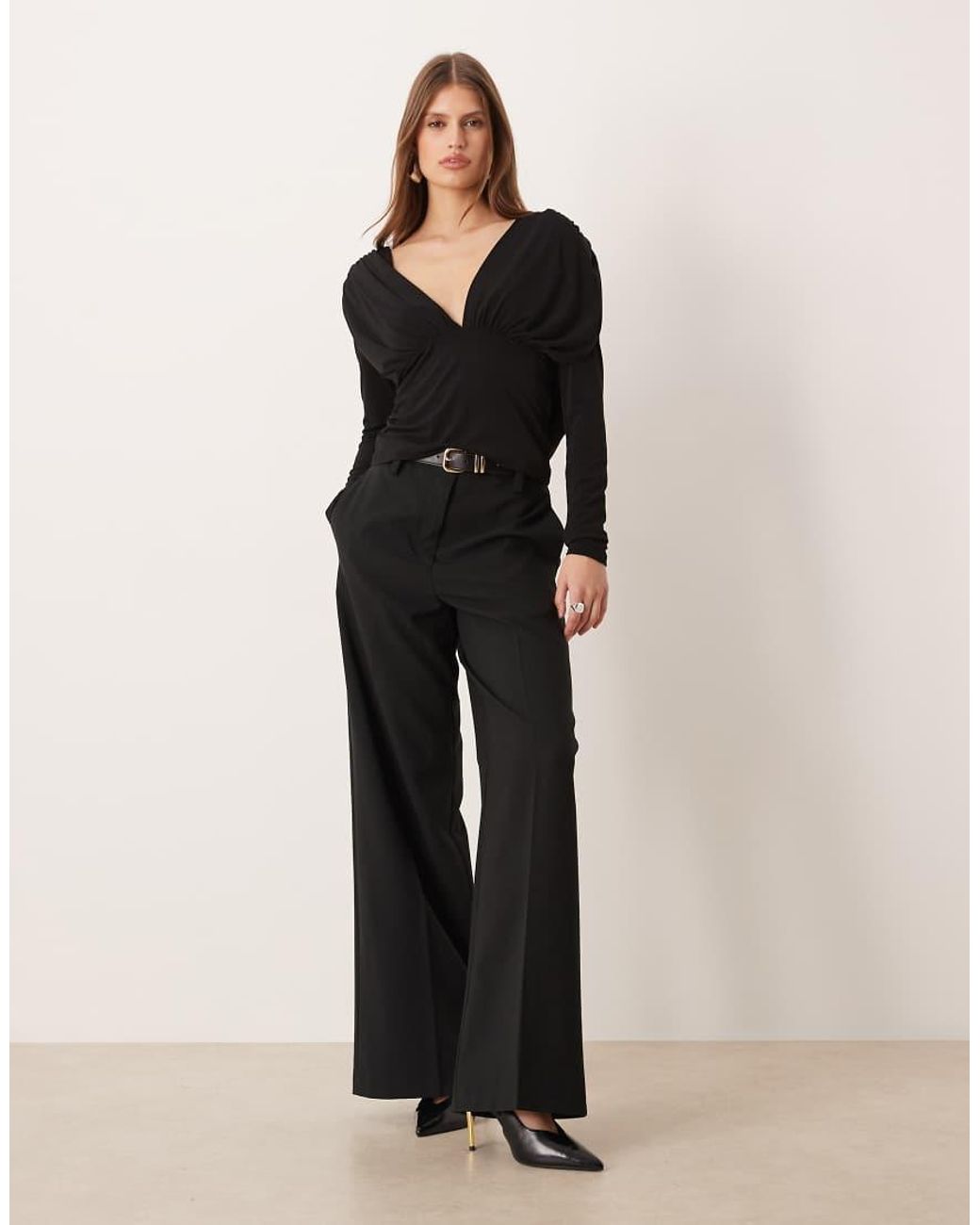 Gina Tricot Black Draped Back Top