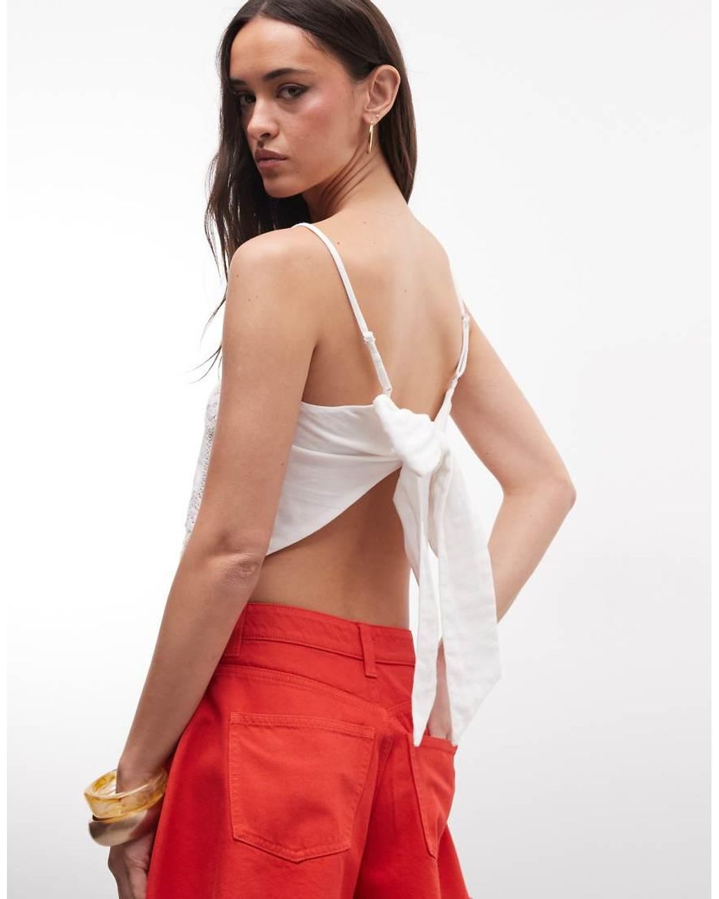 Miss Selfridge White Embroidered Handkerchief Top