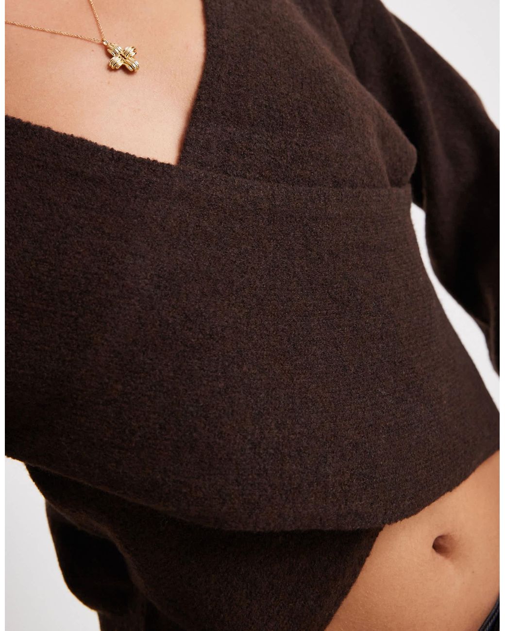 Pieces Black Wrap Front Knitted Jumper