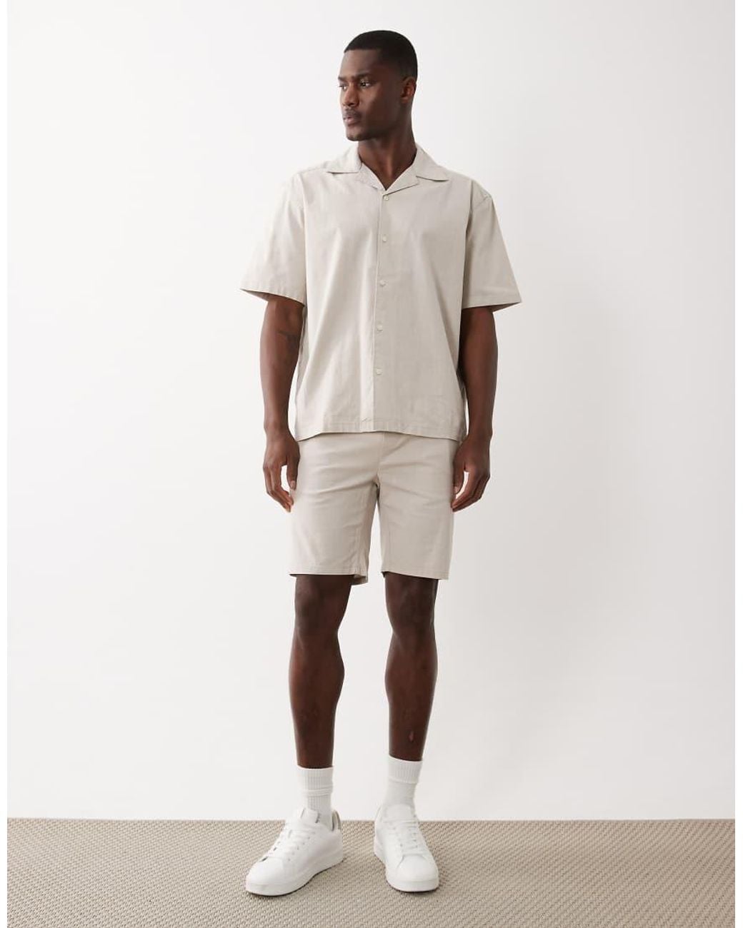 Only & Sons Natural Linen Look Shorts for men