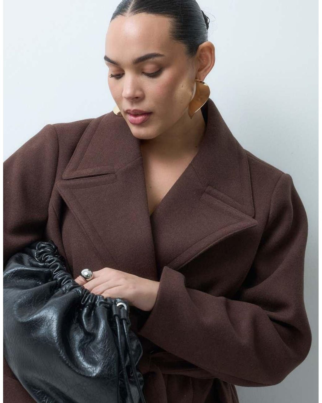 Forever New Brown Wool Feel Belted Structured Coat