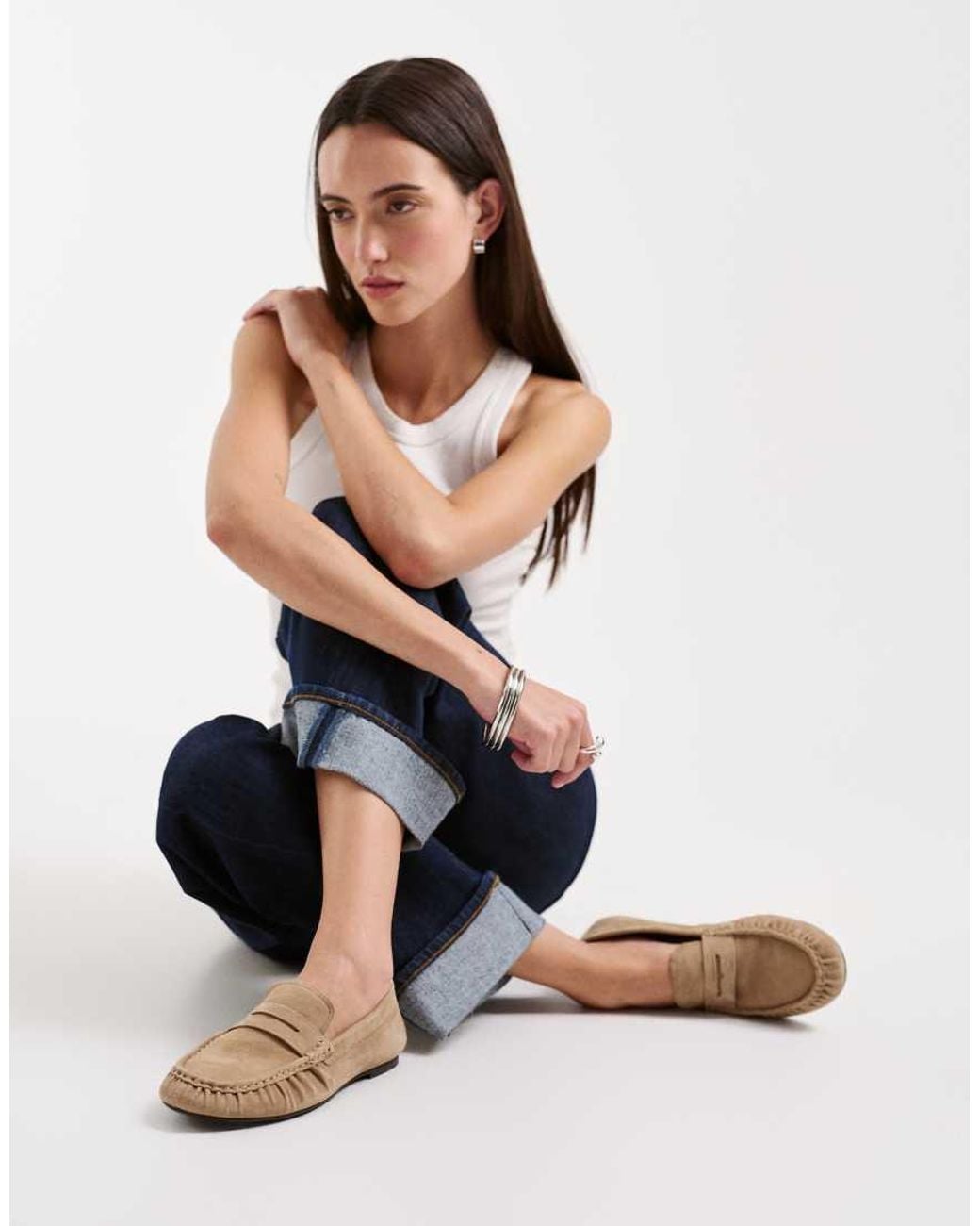 Vagabond Blue Shoemakers Aleya Suede Ruched Penny Loafer