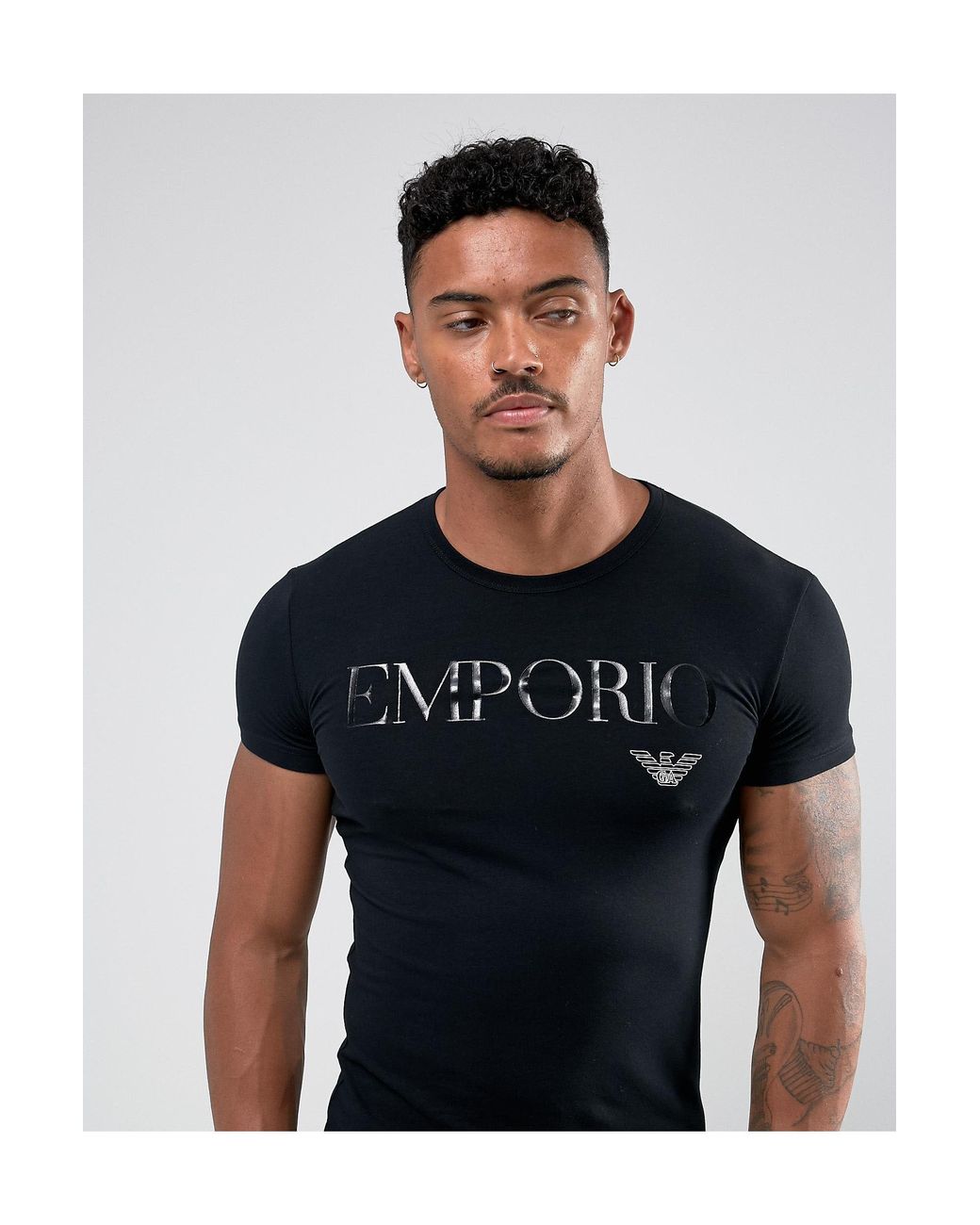 Emporio Armani Loungewear Text Logo Lounge T-shirt in Black for Men | Lyst