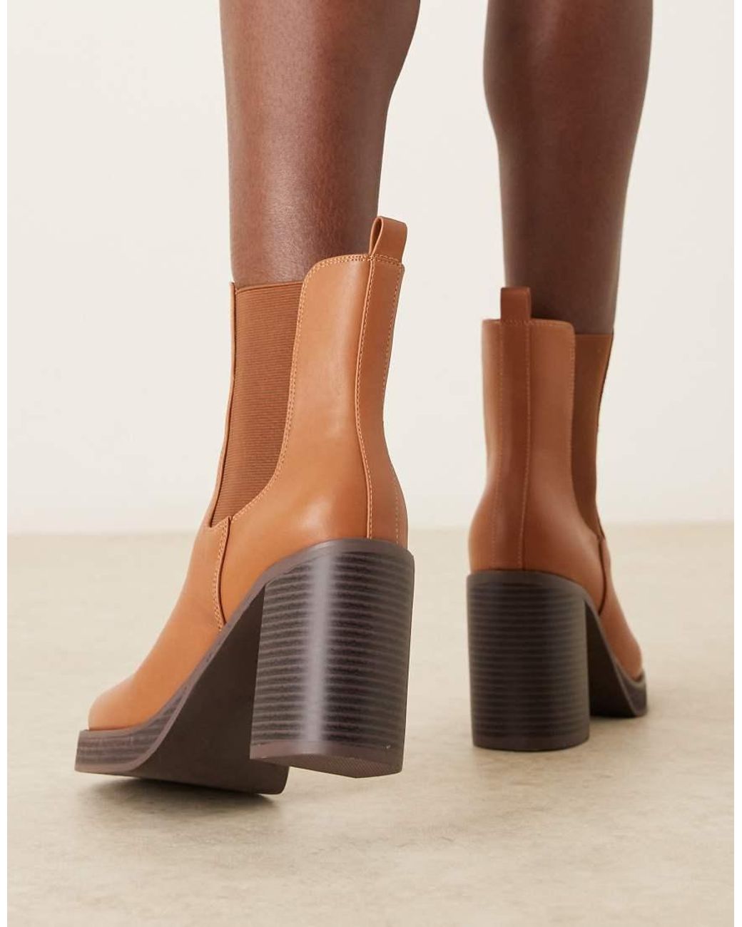 ASOS Brown Evelyn Platform Heeled Ankle Boots