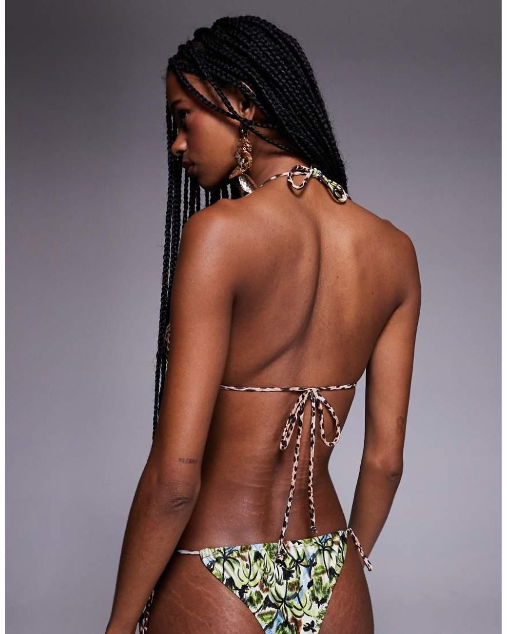 Candypants Green Animal Print Triangle Bikini Top
