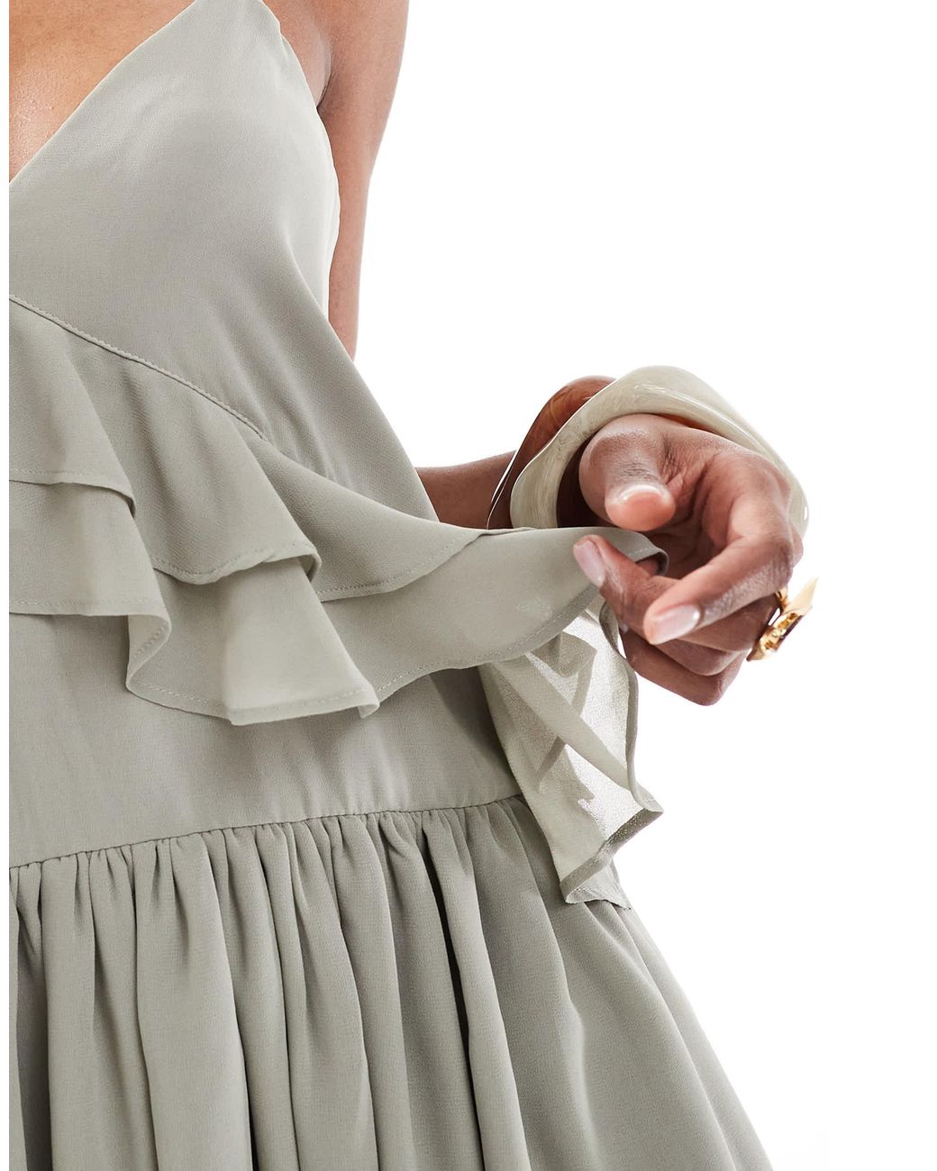 Monki White Floaty Frill Mini Dress